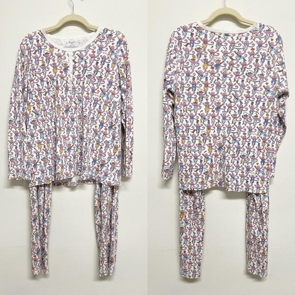 Roller Rabbit Womens Cotton Austin Texas Monkey Long Sleeve Pant Pajamas Size XL - Picture 2 of 6